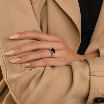 Vintage Chic: Dusk Signet Ring with Black Onyx Stone Sterling Silver