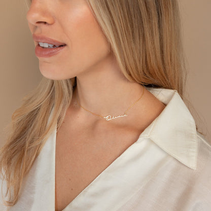 Off-Center Name Necklace: Minimalist Elegance Sterling Silver