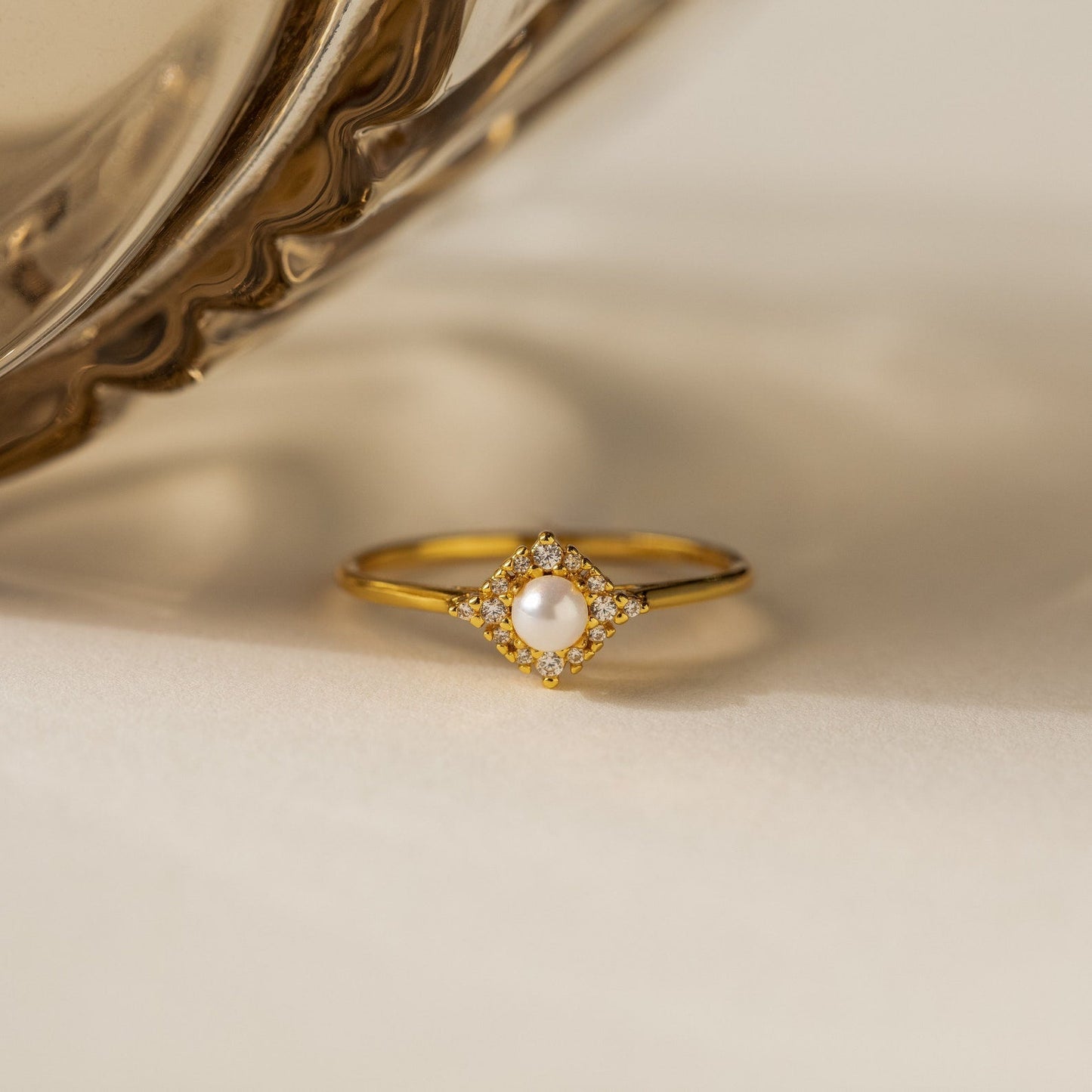 Timeless Charm: Vintage Pave Pearl Ring