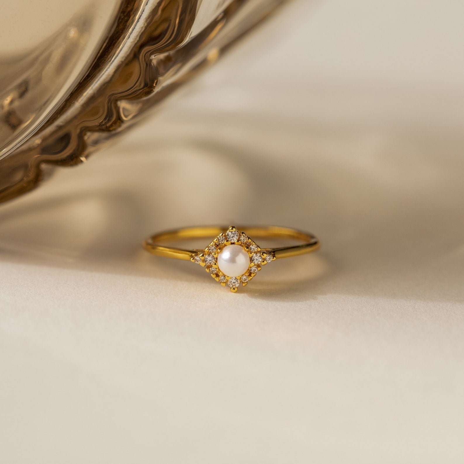Timeless Charm: Vintage Pave Pearl Ring
