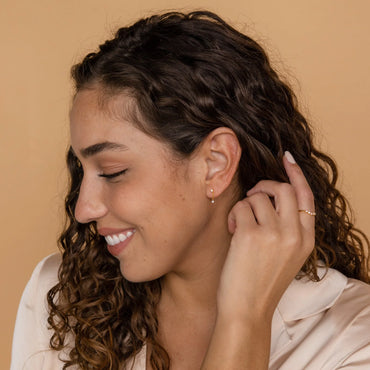 Opal Drop Stud Earrings Model View