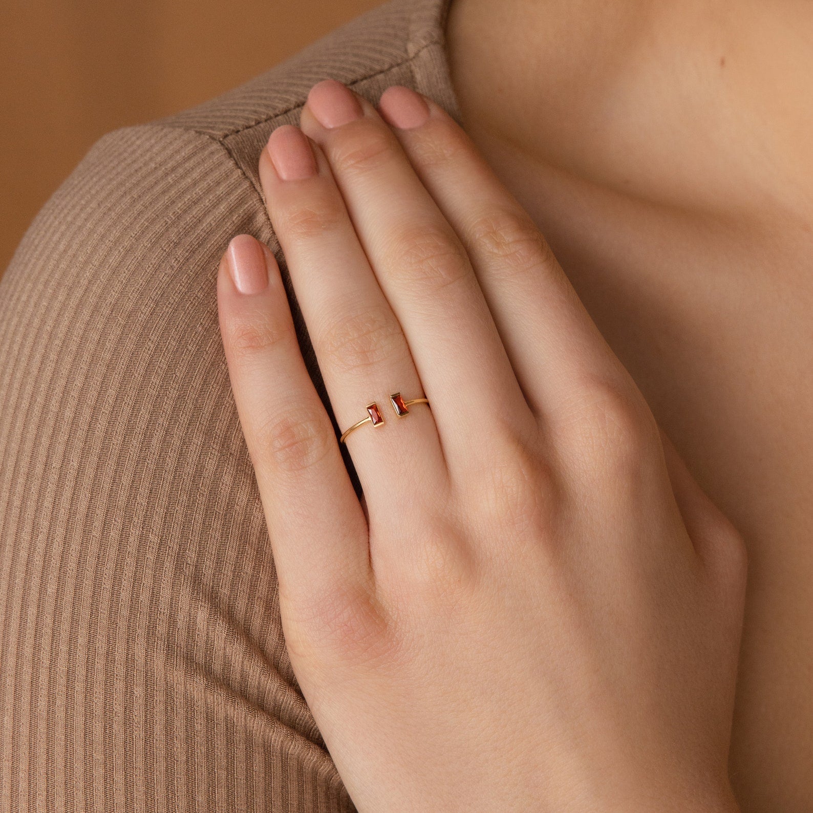Double Sparkle: Custom Duo Vertical Baguette Birthstone Ring