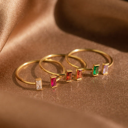 Double Sparkle: Custom Duo Vertical Baguette Birthstone Ring