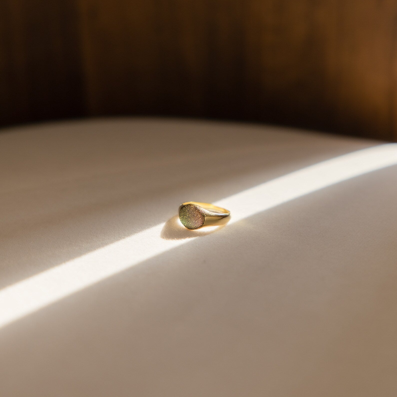 Memorial Remembrance: Personalized Fingerprint Signet Ring 18K Gold