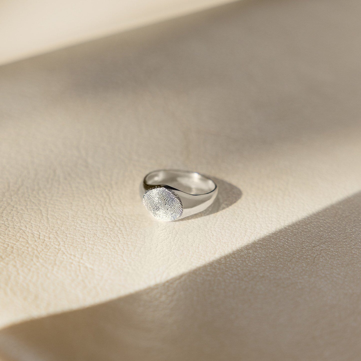 Memorial Remembrance: Personalized Fingerprint Signet Ring Sterling Silver