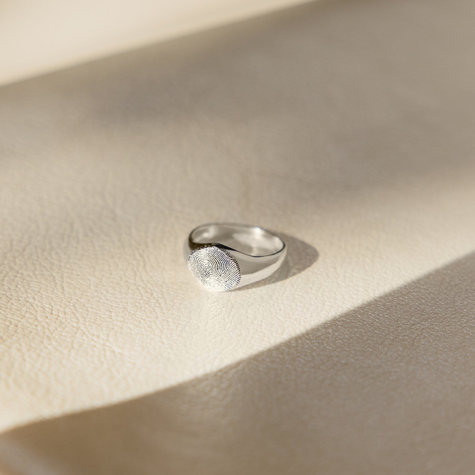 Memorial Remembrance: Personalized Fingerprint Signet Ring Sterling Silver