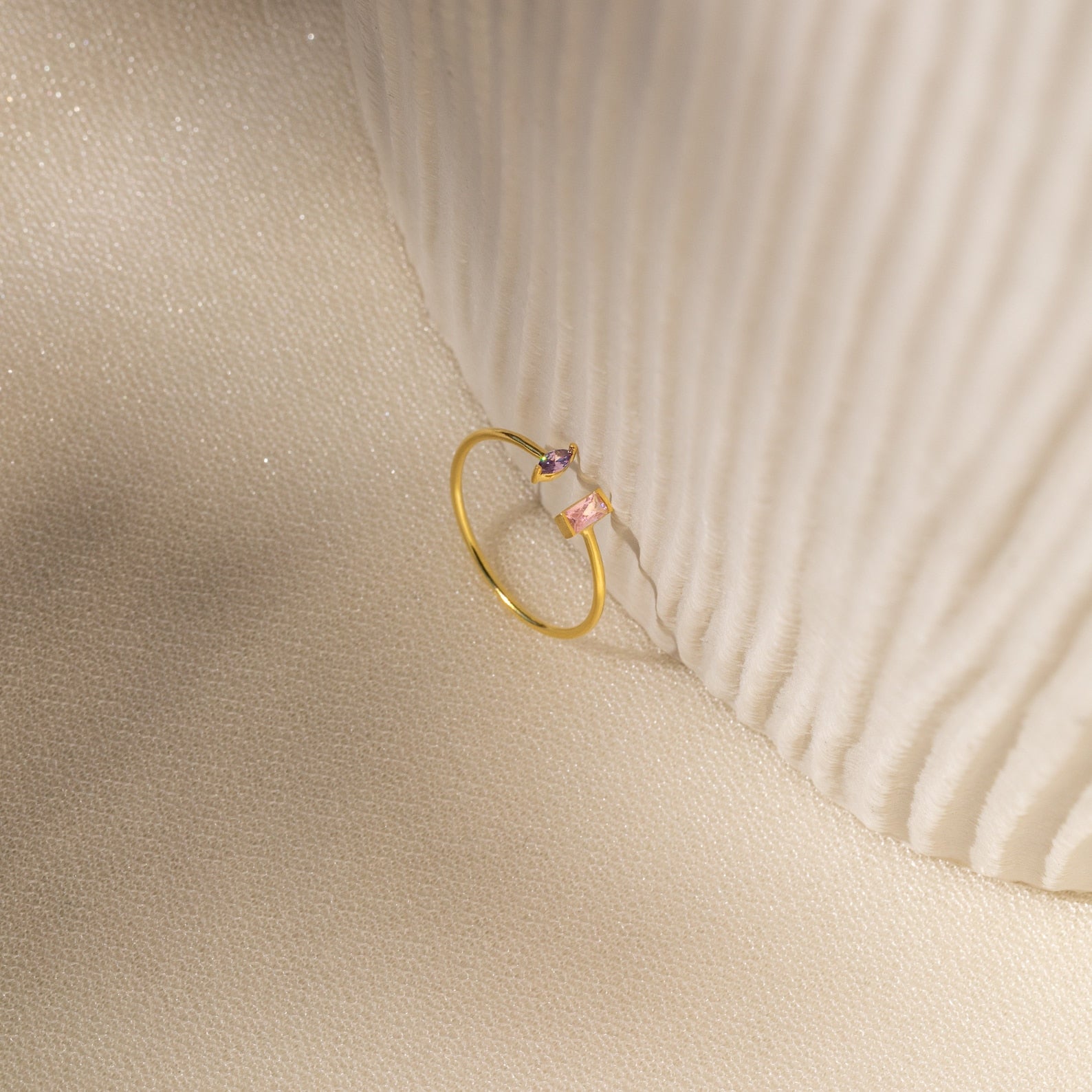 Personalized Elegance: Duo Marquise Baguette Ring Sterling Silver