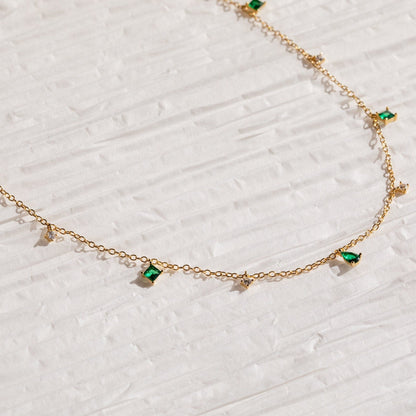 Timeless Elegance: Emerald Diamond Station Necklace