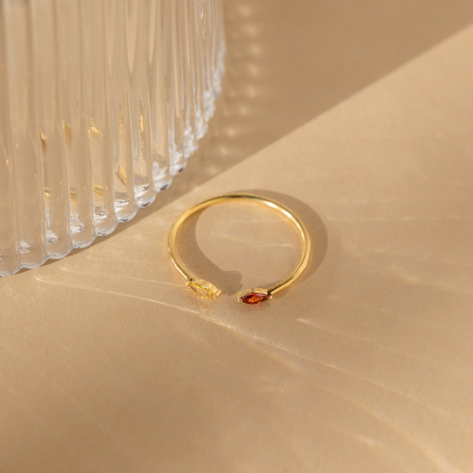 Duo Marquise Birthstone Ring Rose Gold