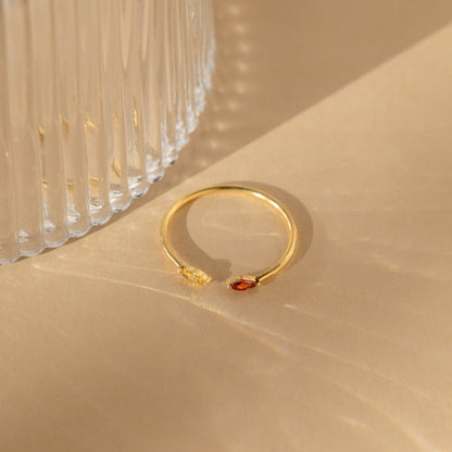 Duo Marquise Birthstone Ring Rose Gold