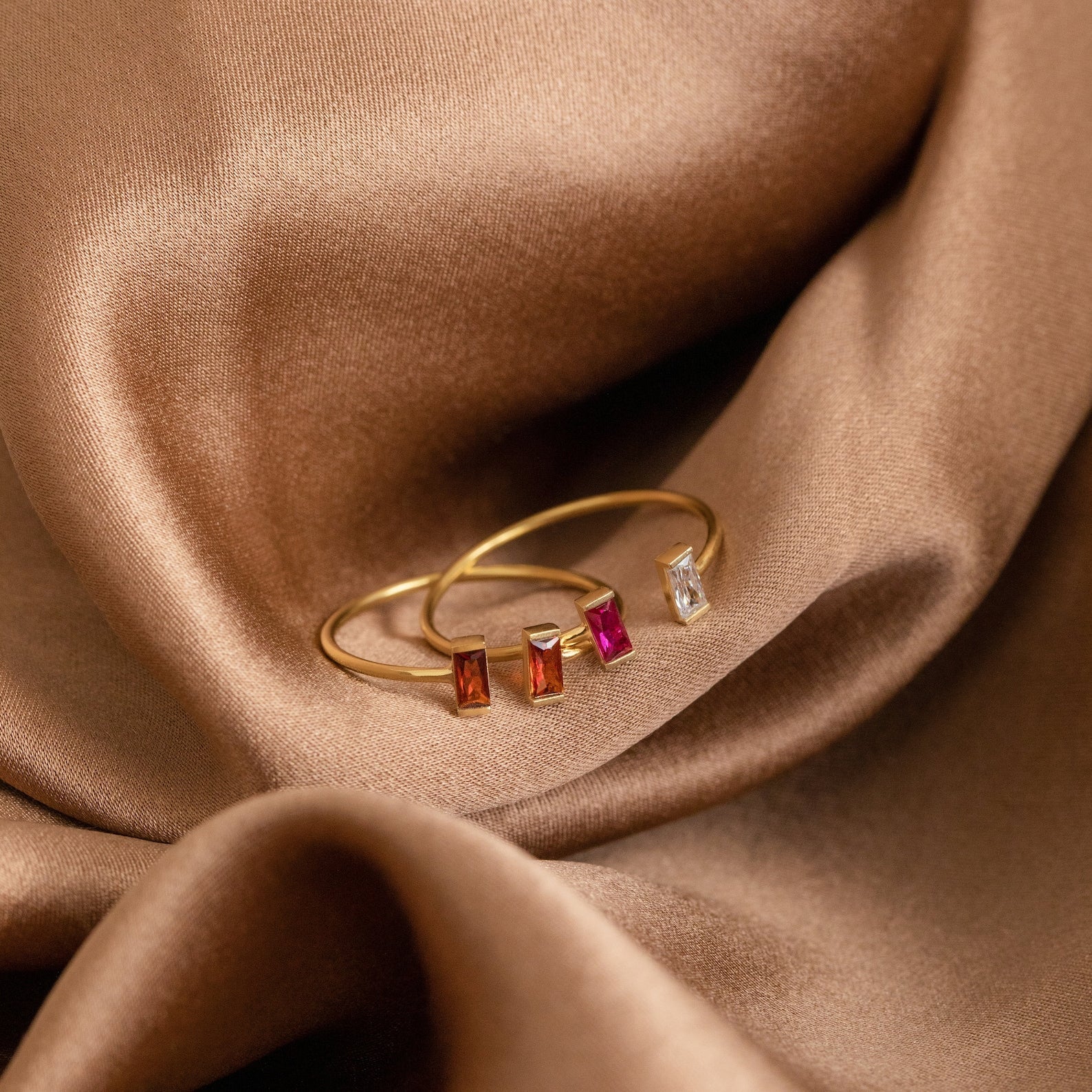 Double Sparkle: Custom Duo Vertical Baguette Birthstone Ring