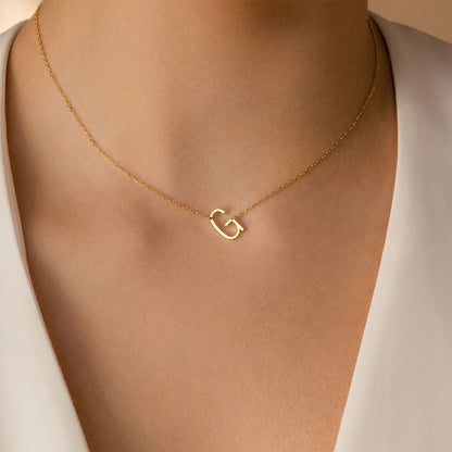 Timeless Personalization: Mini Sideways Initial Necklace 18K Gold