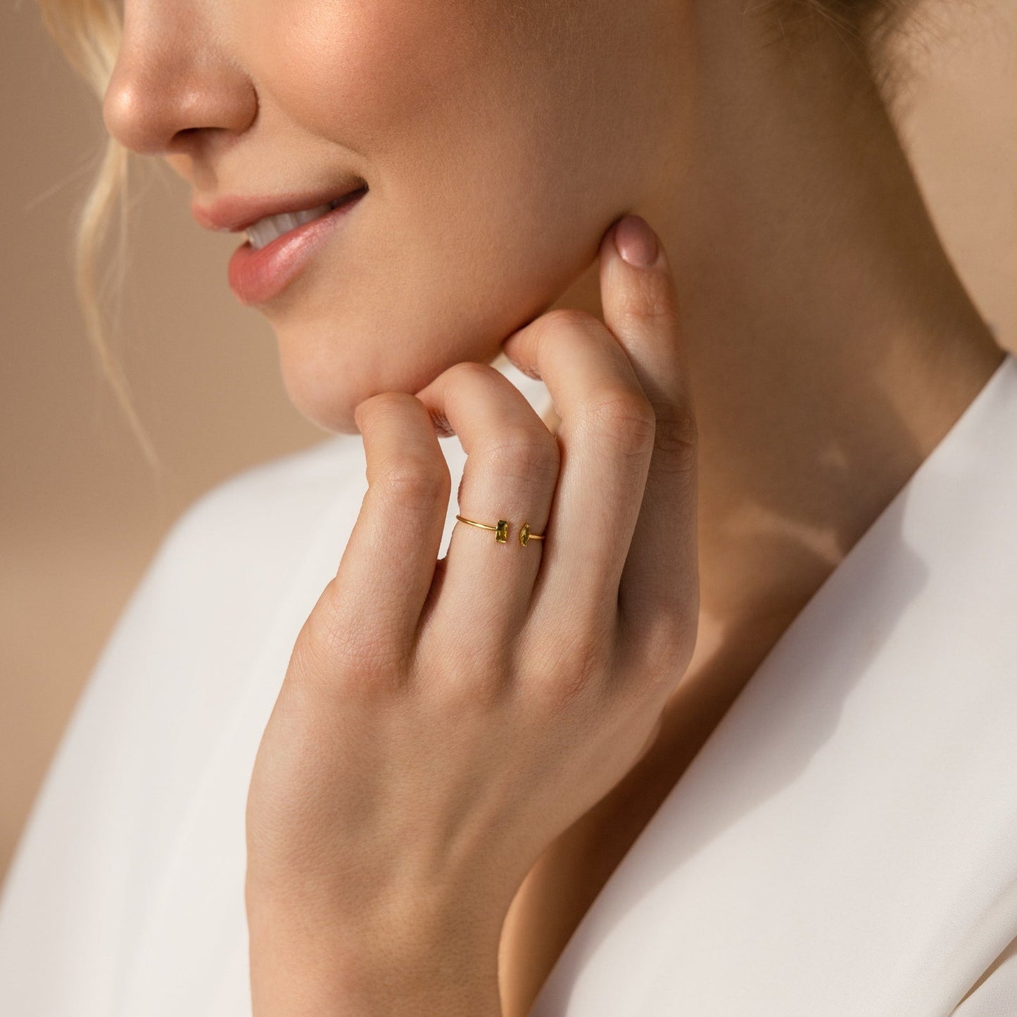 Personalized Elegance: Duo Marquise Baguette Ring