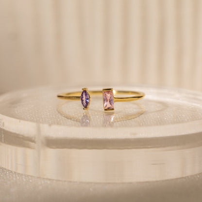 Personalized Elegance: Duo Marquise Baguette Ring
