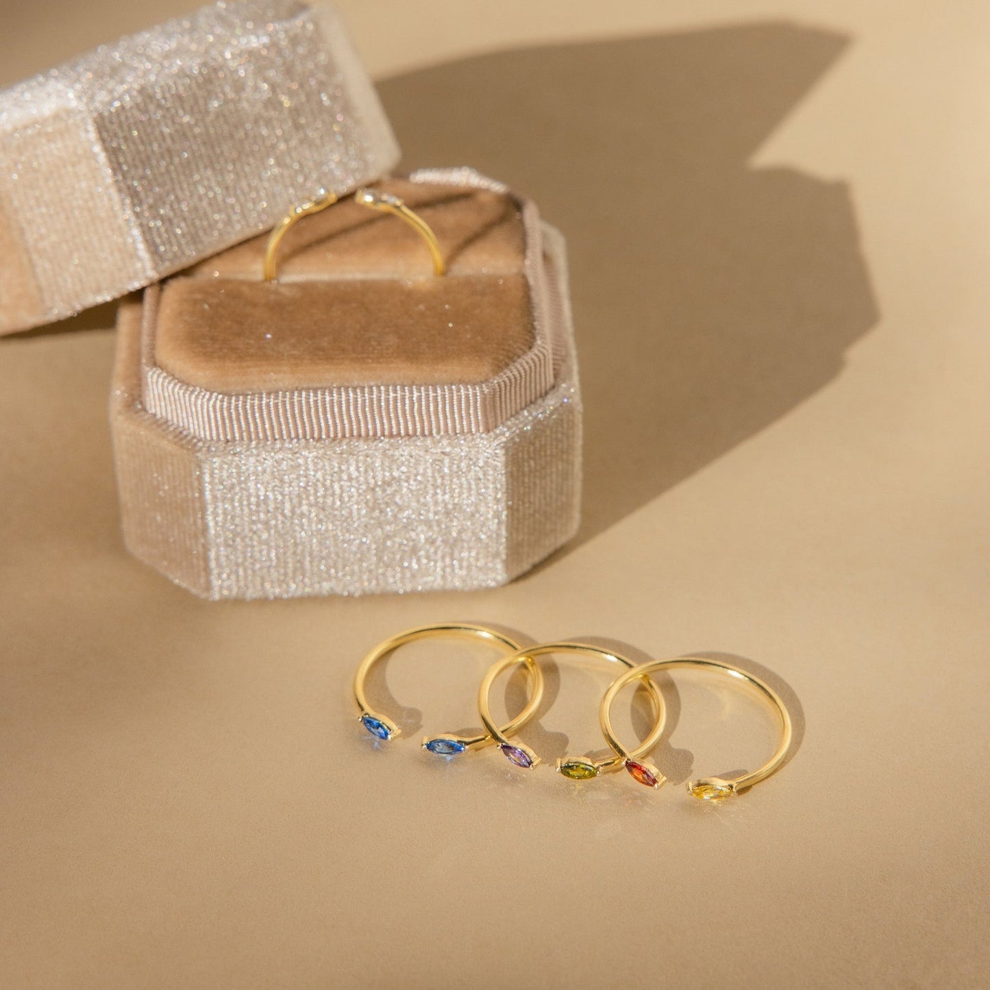 Duo Marquise Birthstone Ring 18K Gold