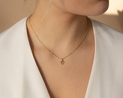Birthstone Diamond Pendant Necklace