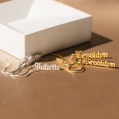 Memorable Customization: Vertical Dangling Name Earrings