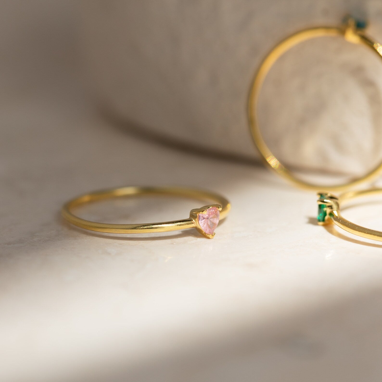 Heart-Shaped Birthstone Stacking Ring: A Symbol of Delicate Romance Sterling Silver