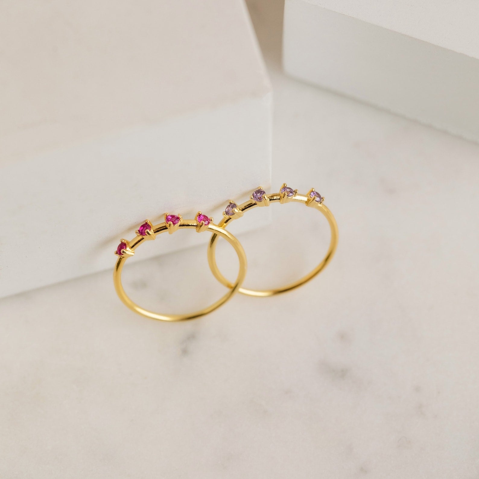 Dainty Multi-Stone Birthstone Ring: A Subtle Celebration of Special Moments Sterling Silver