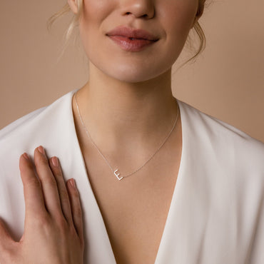 Timeless Personalization: Mini Sideways Initial Necklace Sterling Silver
