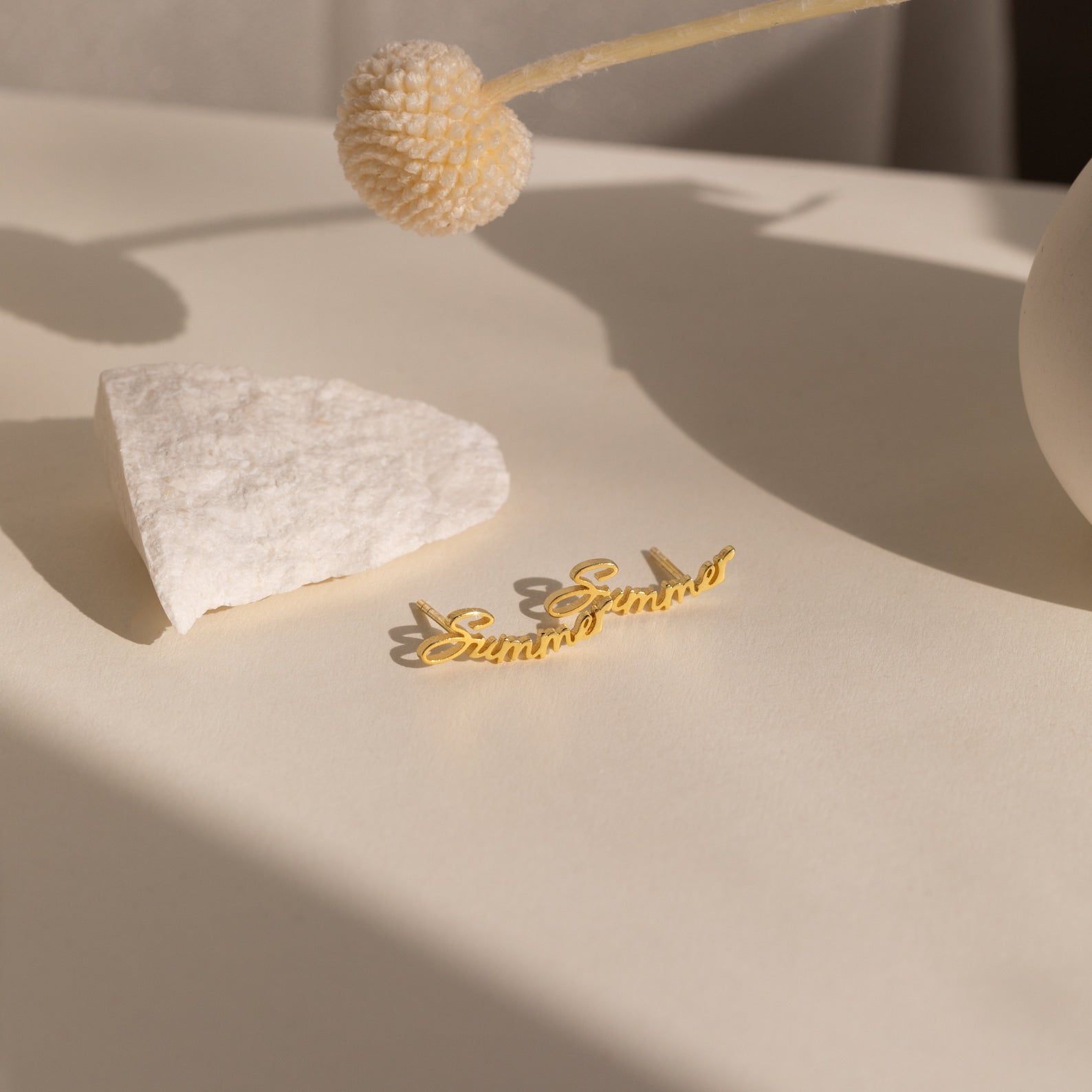 Everyday Elegance: Minimalist Name Charm Stud Earrings