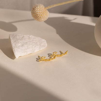 Everyday Elegance: Minimalist Name Charm Stud Earrings