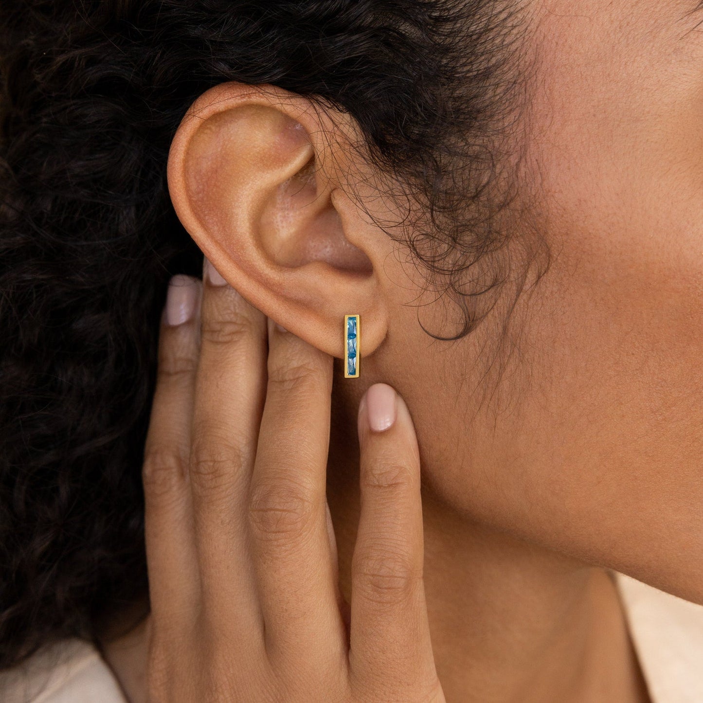 Personalized Birthstone Bar Stud Earrings