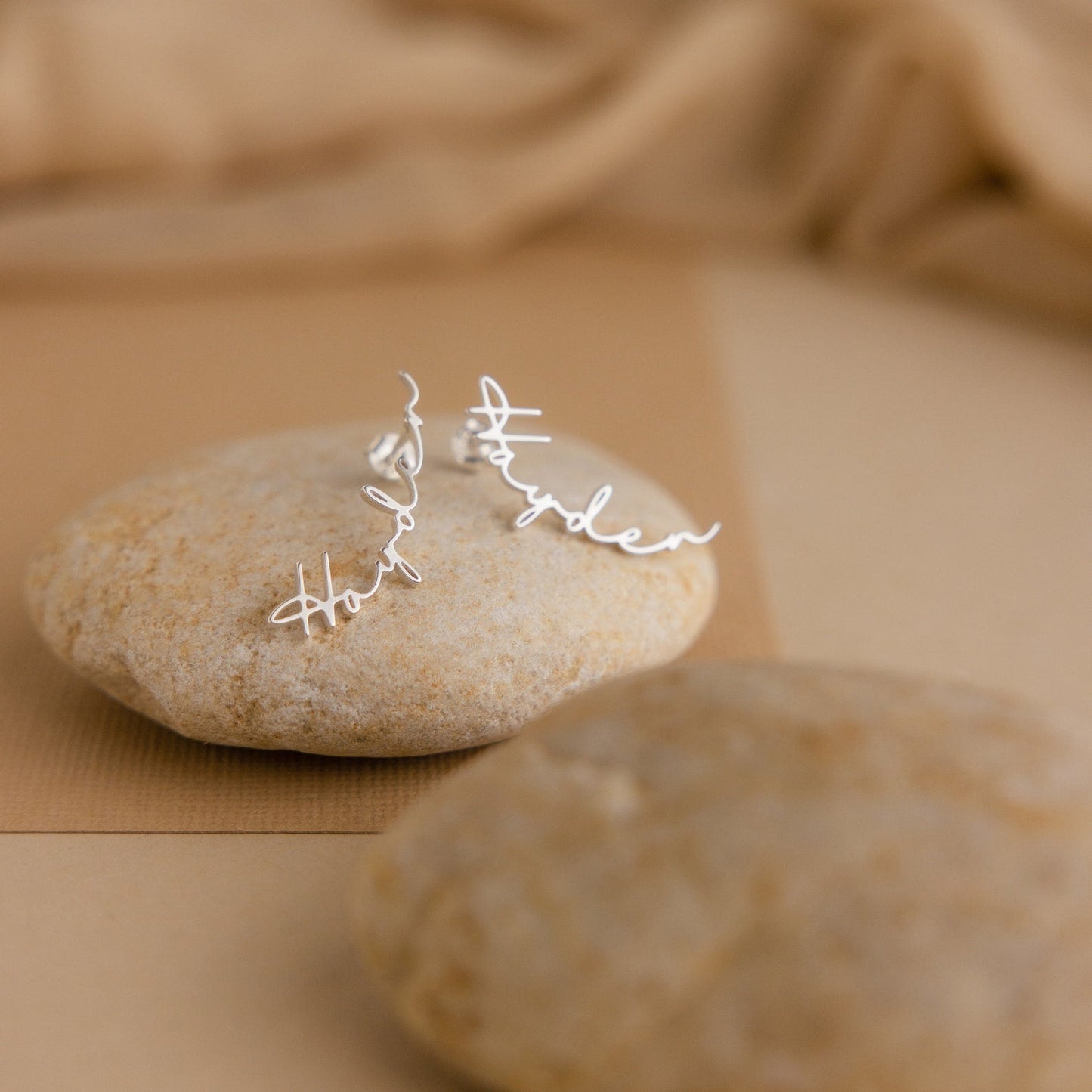 Hallie Name Earrings Sterling Silver