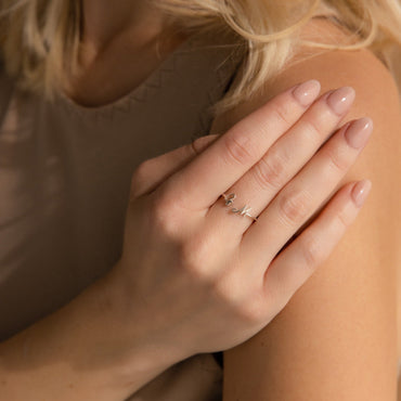 Hallie Duo Initial Ring Sterling Silver