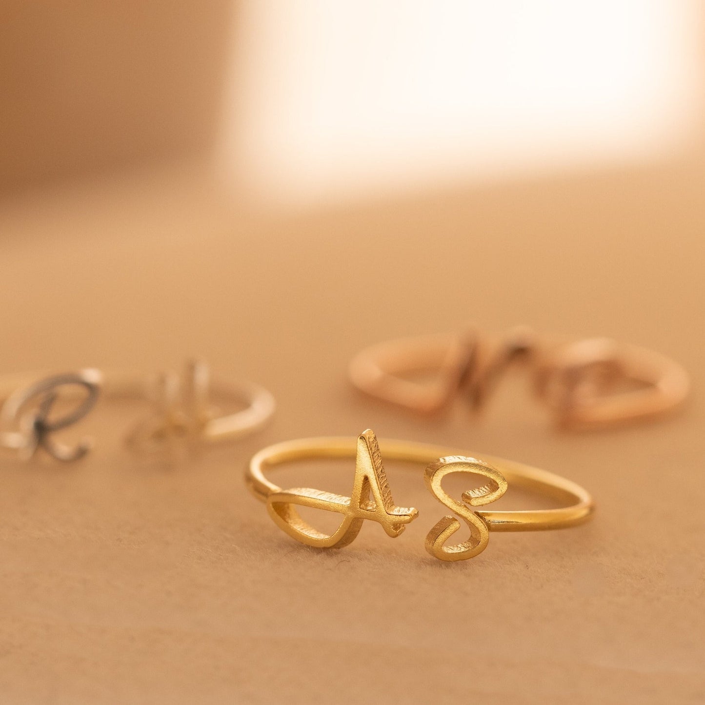 Hallie Duo Initial Ring Rose Gold
