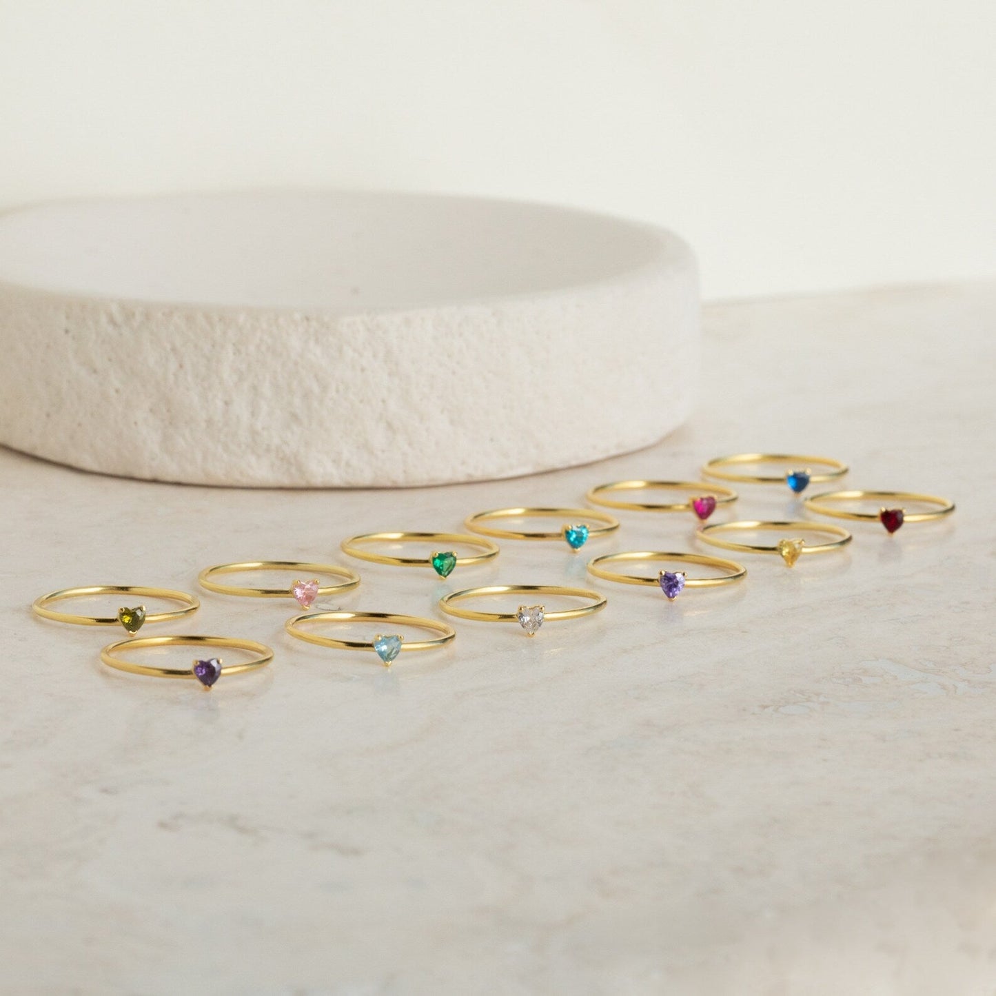 Heart-Shaped Birthstone Stacking Ring: A Symbol of Delicate Romance