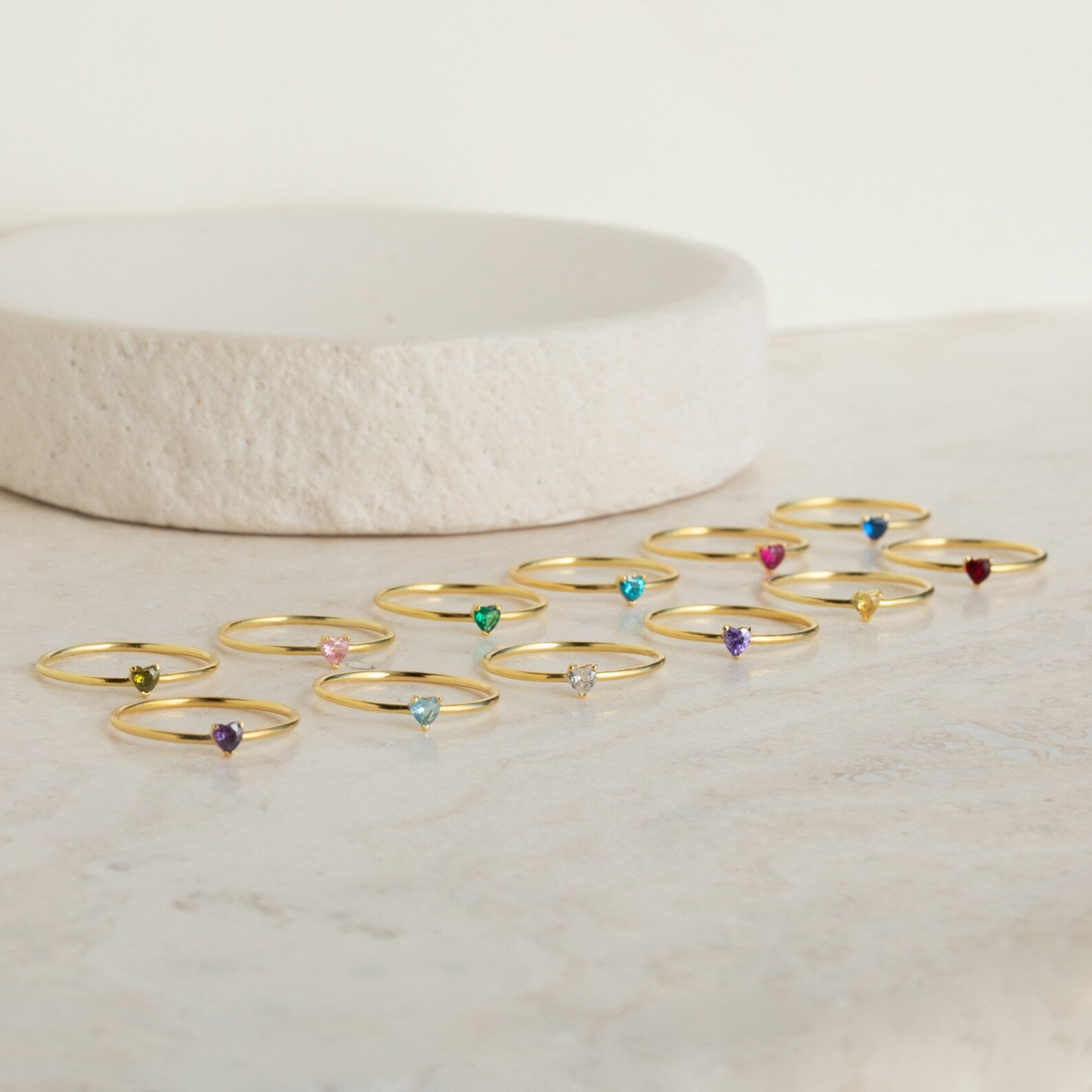 Heart-Shaped Birthstone Stacking Ring: A Symbol of Delicate Romance