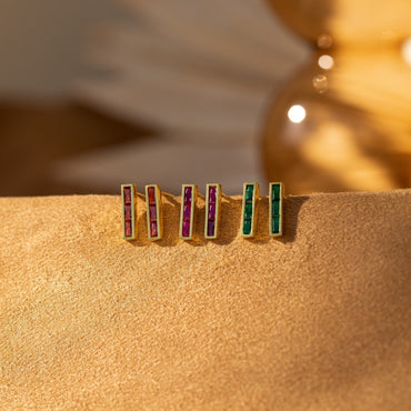 Personalized Birthstone Bar Stud Earrings