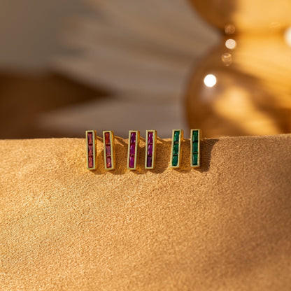 Personalized Birthstone Bar Stud Earrings