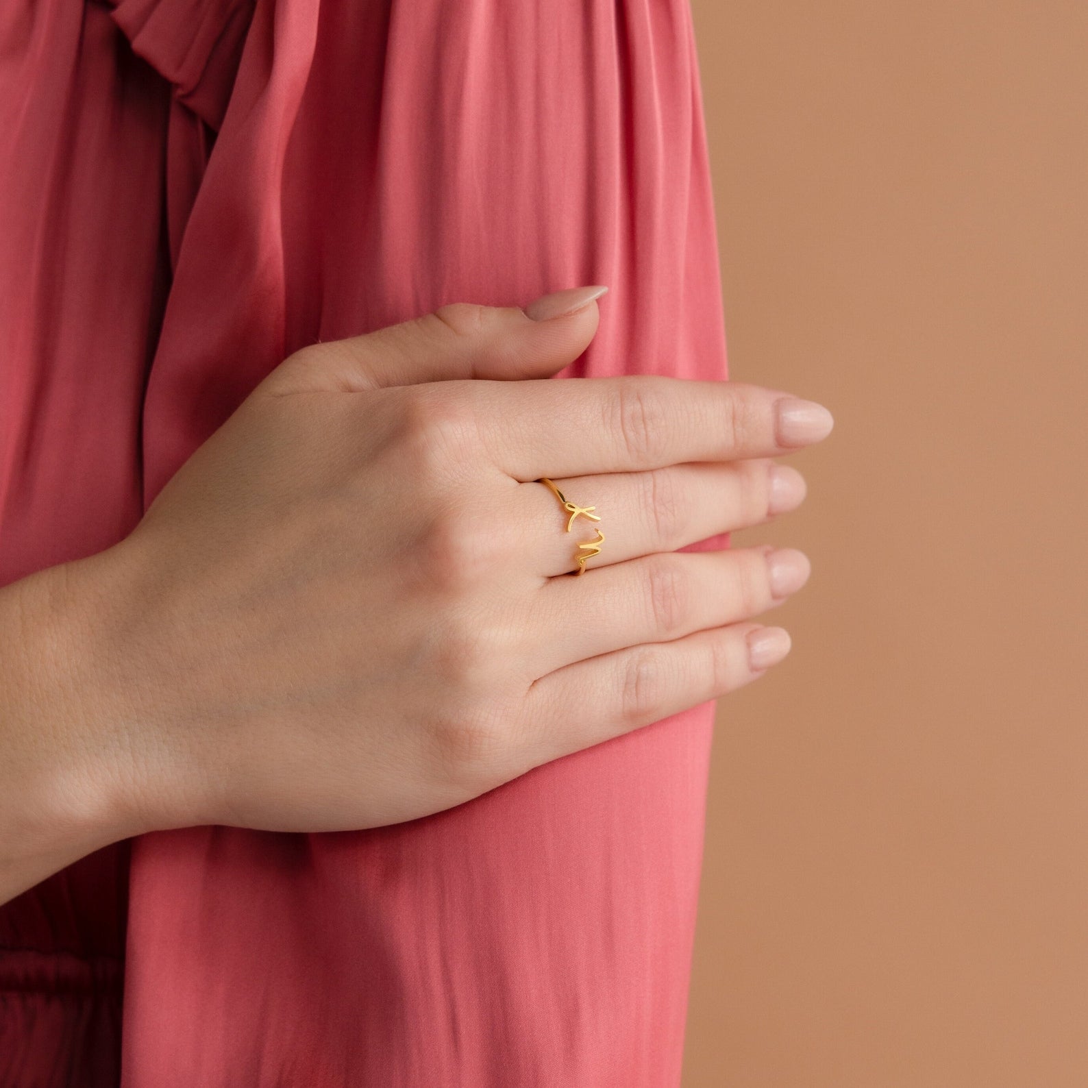 Nella Duo Initial Ring 18K Gold