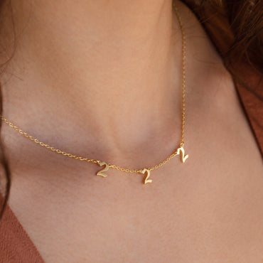 Vintage Charm: Old English Angel Number Necklace