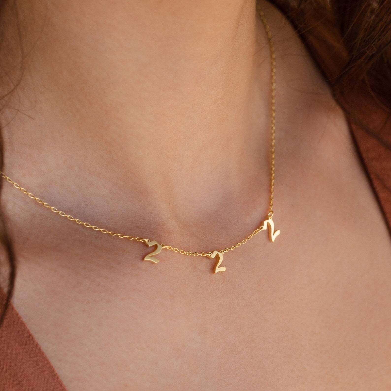 Vintage Charm: Old English Angel Number Necklace