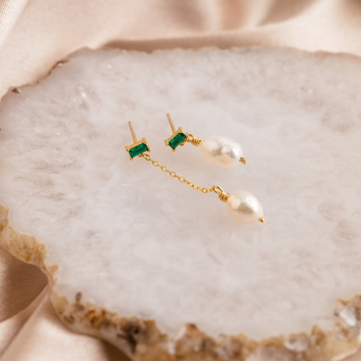 Mismatched Custom Baguette Birthstone Earrings: Embrace Uniqueness 18K Gold