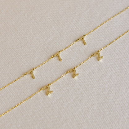 Vintage Charm: Old English Angel Number Necklace