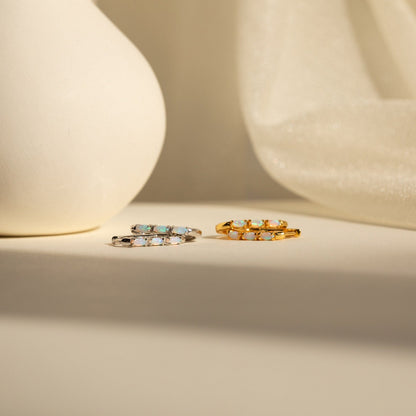 Boho Opal Glow: Huggie Hoop Earrings for Summer