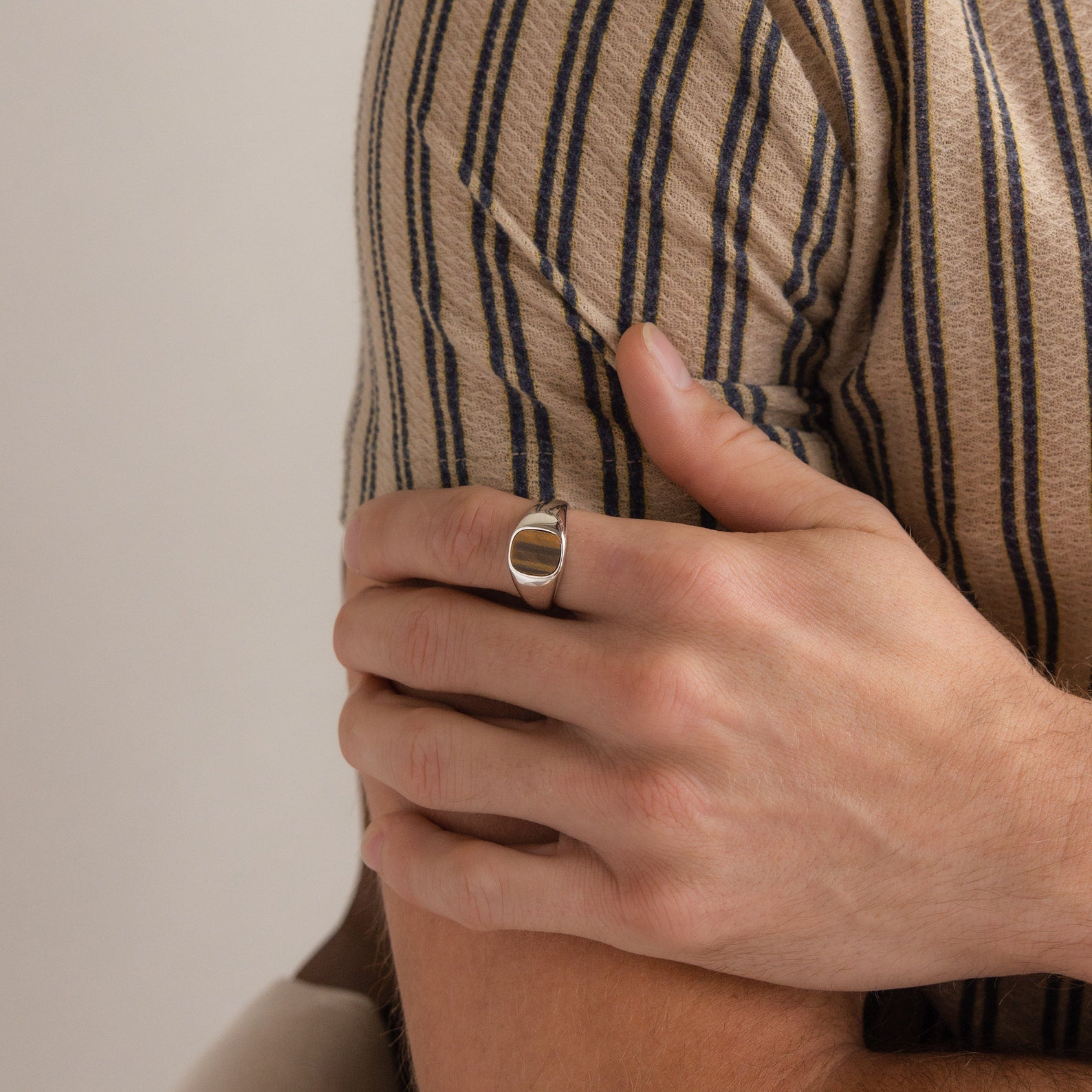 Bold Sophistication: Men's Tigers Eye Signet Ring