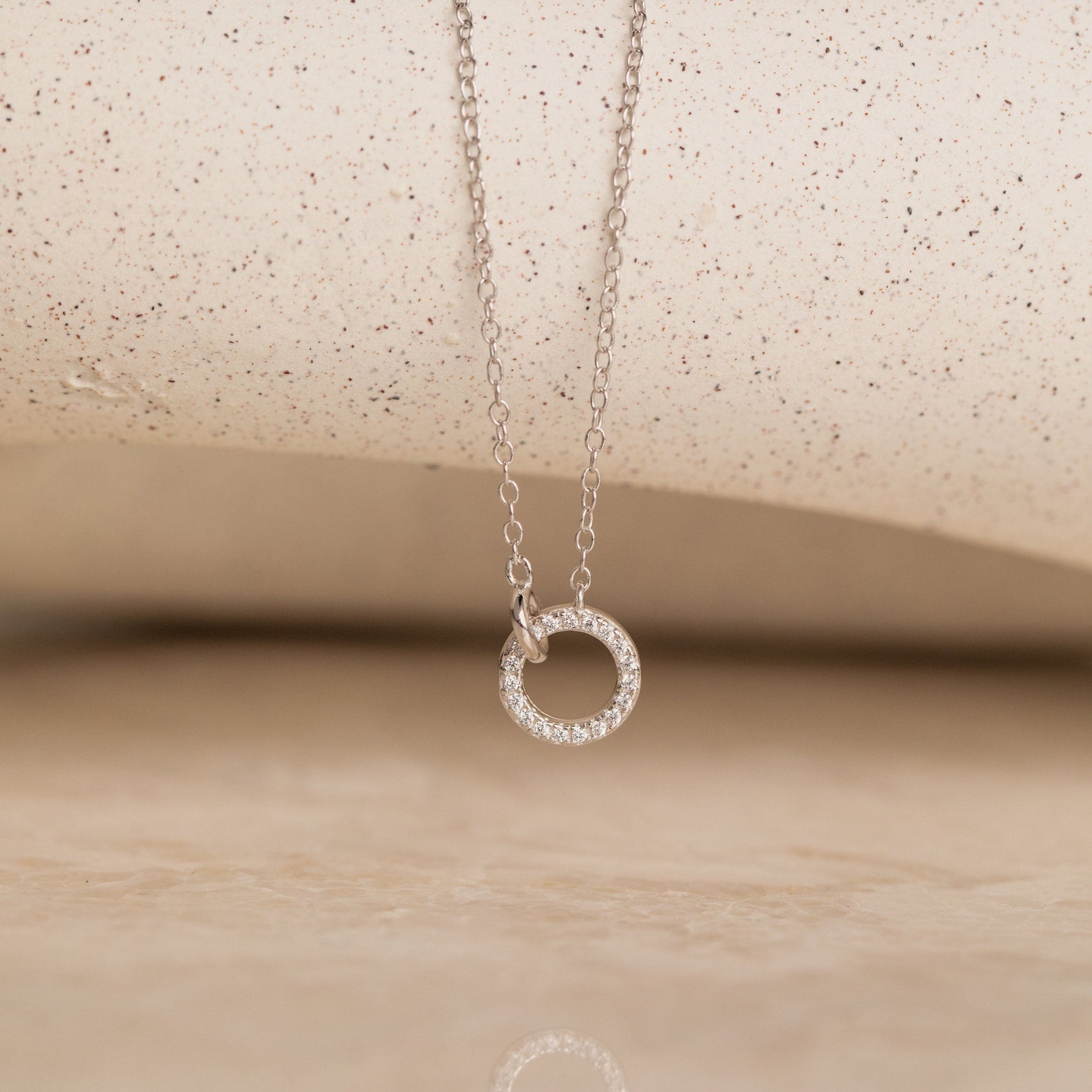 Elegant Interlocking Charm Necklace: Timeless Symbol of Love Sterling Silver