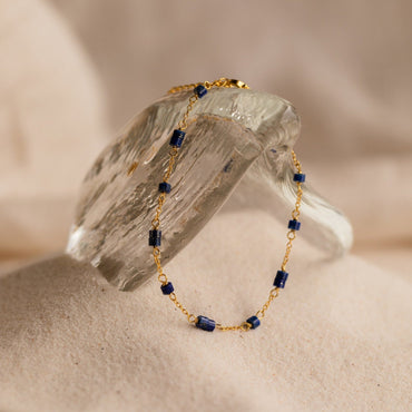 Azul Deep Blue Beaded Bracelet: Embrace Oceanic Elegance 18K Gold