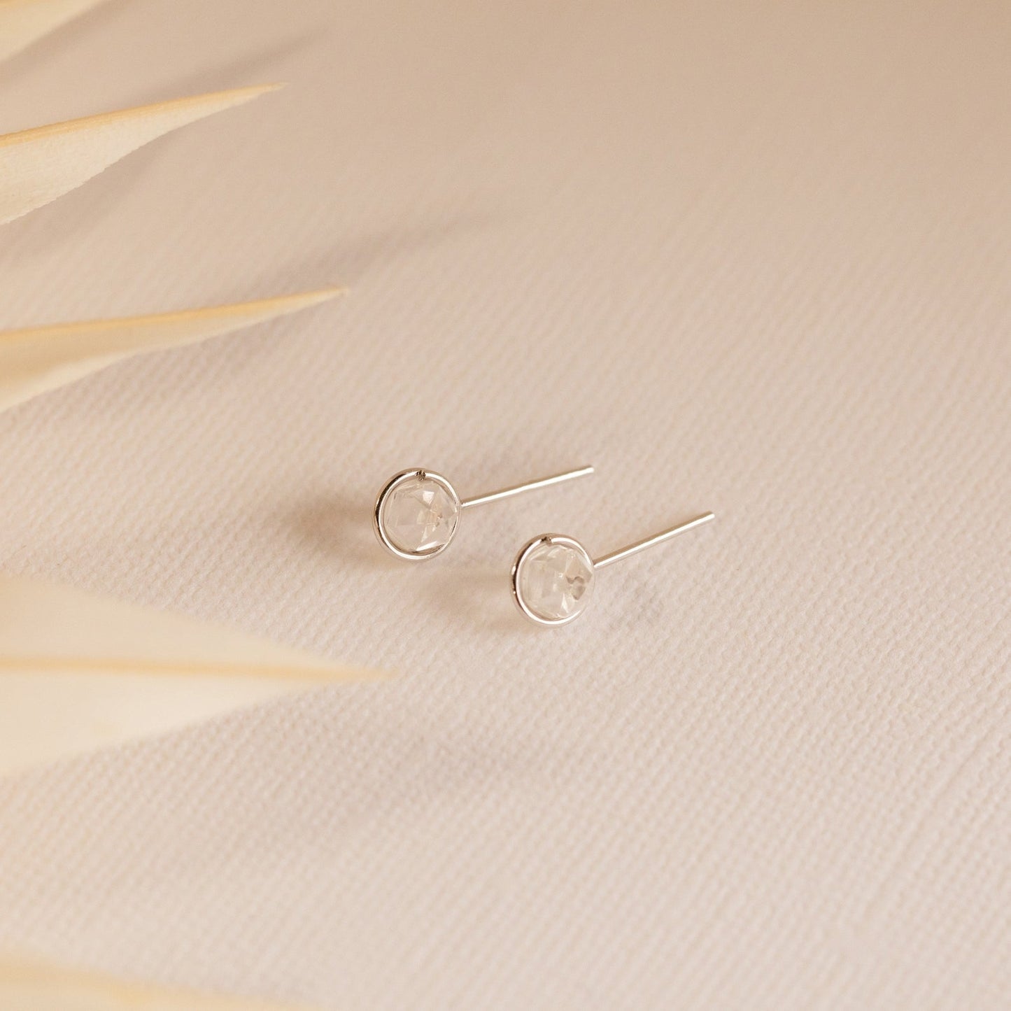 Bohemian Herkimer Diamond Stud Earrings Sterling Silver
