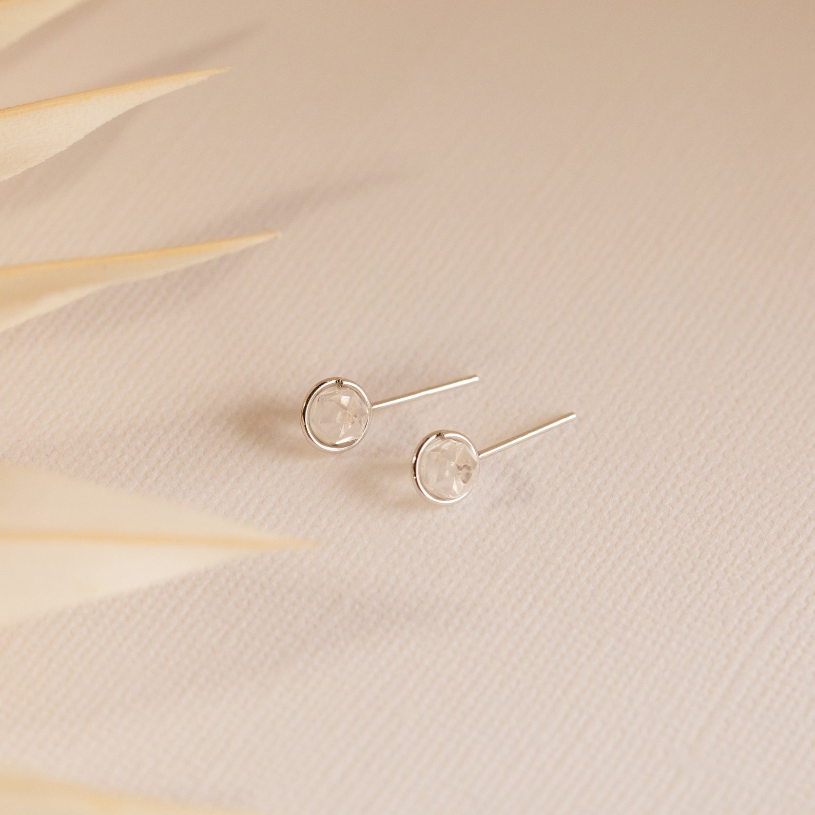 Bohemian Herkimer Diamond Stud Earrings Sterling Silver