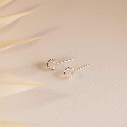 Bohemian Herkimer Diamond Stud Earrings Sterling Silver