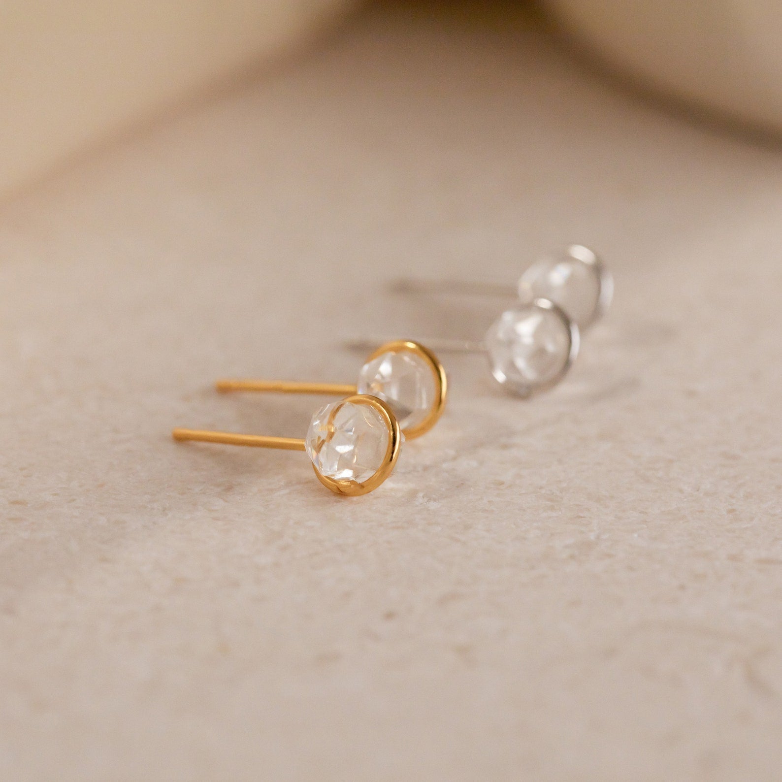 Bohemian Herkimer Diamond Stud Earrings