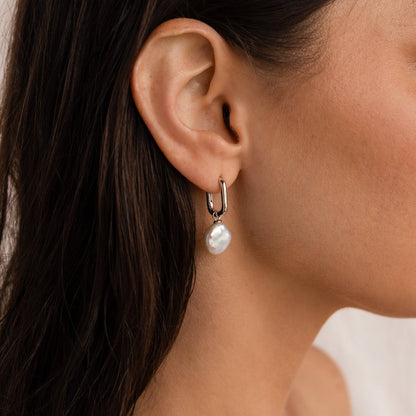 Bridget Pearl Hoop Earrings: Timeless Elegance, Versatile Style Sterling Silver