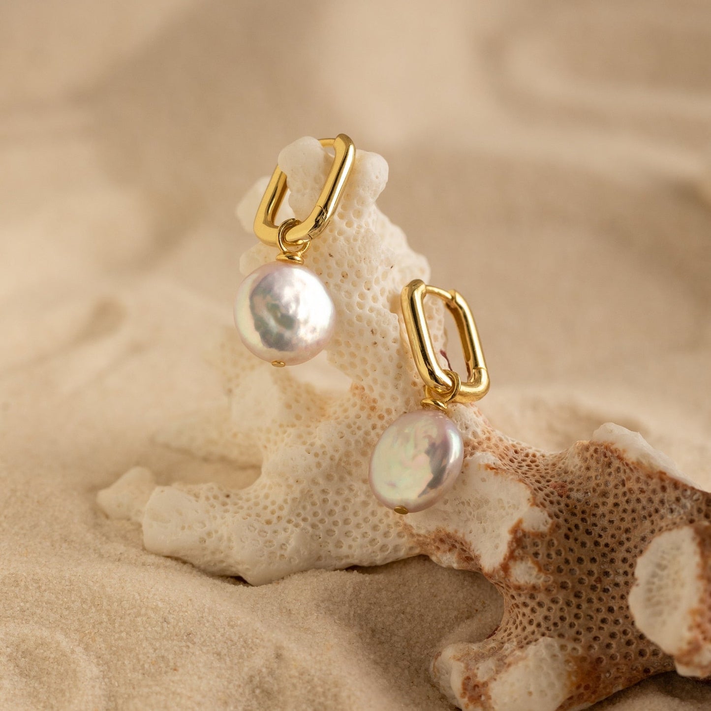 Bridget Pearl Hoop Earrings: Timeless Elegance, Versatile Style 18K Gold
