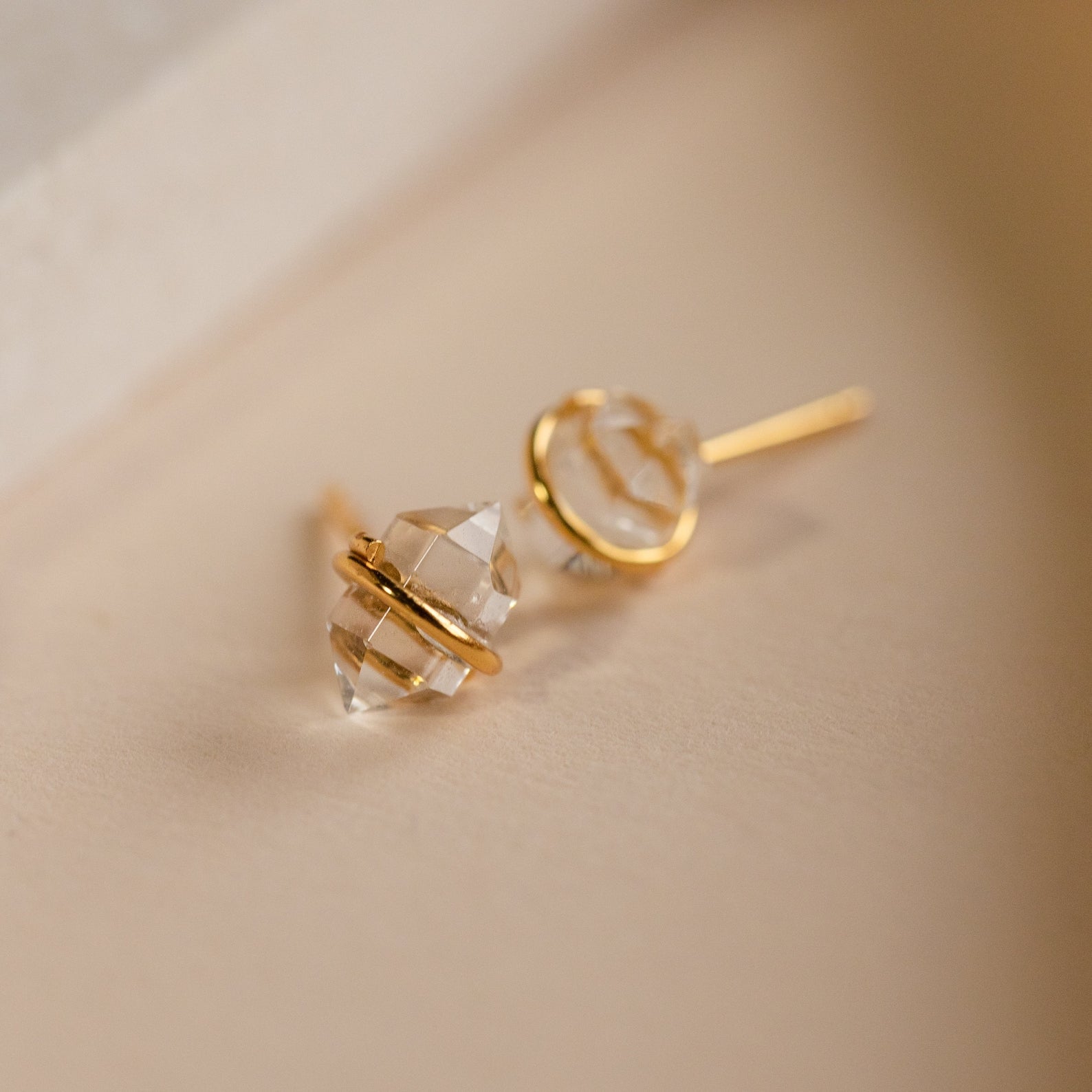 Bohemian Herkimer Diamond Stud Earrings